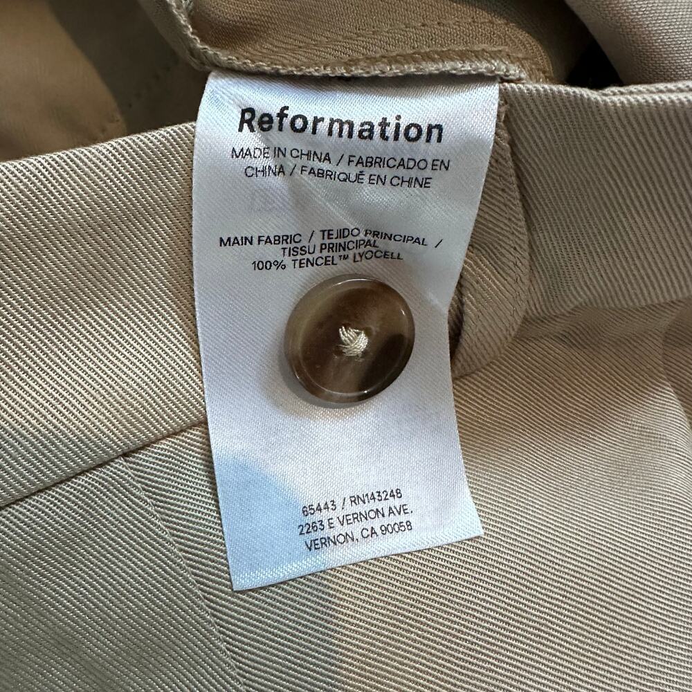 Reformation Mason Cropped Pant Light Khaki Size 0 Wide Leg NWT Minimalist Tencel - Picture 10 of 13
